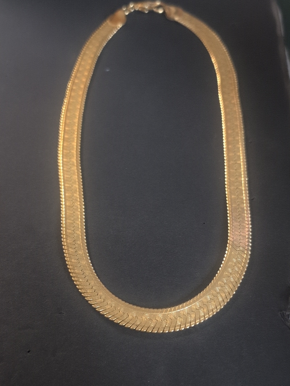 VTG Gold Tone Herringbone Statement Necklace